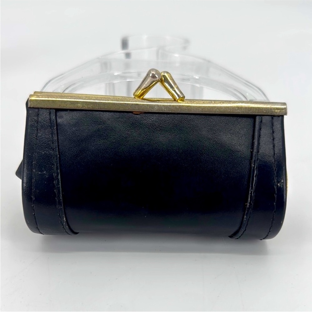 Vintage Genuine Leather Kiss Lock Coin Purse Lipstick Case